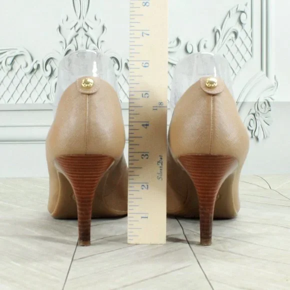 Michael Kors Tan Leather Pointed Toe Stiletto Heels Dress Pumps 8 M - Picture 8 of 9